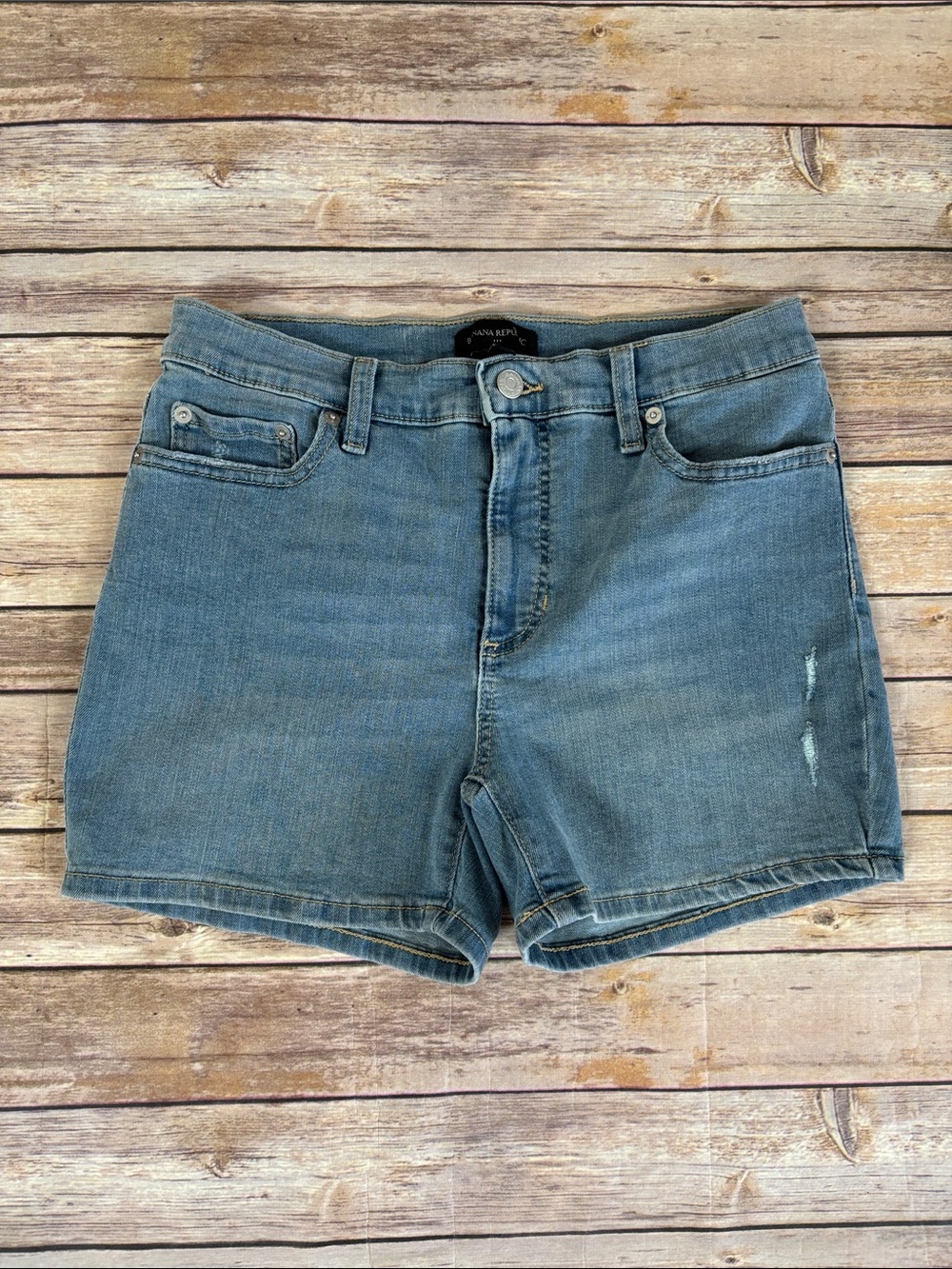 Banana Republic Factory Blue Denim Cutoff Shorts, Light Wash, 28